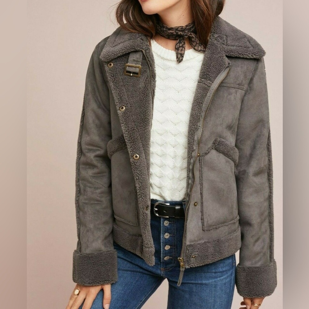 Marrakech Tiana Aviator Sherpa Jacket NWT